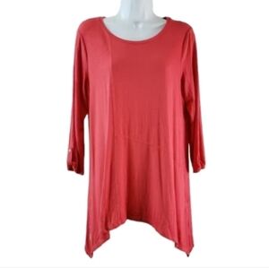 SLINKY Brand Coral asymmetrical hem tunic top